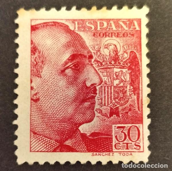 Sellos: Edifil 869 MH Espa&ntilde;a 1939 sello nuevo serie General Franco Pie Sanchez Toda sombras