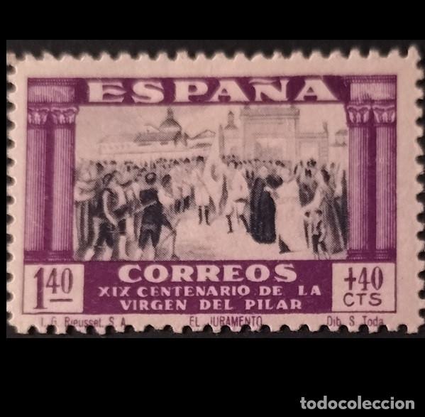 Sellos: Edifil 898 MH Espa&ntilde;a 1940 sello nuevo serie Venida Virgen Pilar Zaragoza