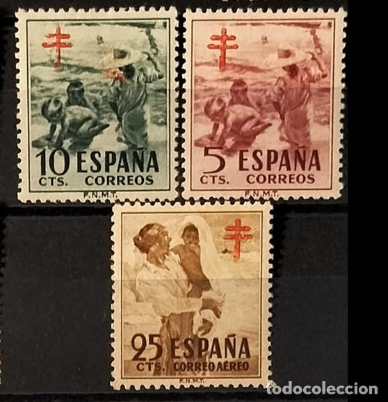 Sellos: Edifil 1103-1105 MH Pro Tuberculosos serie completa Esp&ntilde;a 1951 con fijasellos