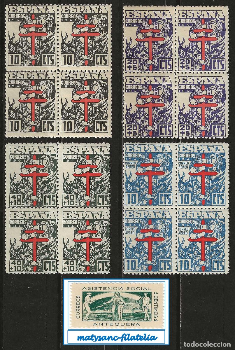 Stamps: ESPA&Ntilde;A 1941. EDIFIL 948/951. SERIE COMPLETA EN BLOQUE DE 4 &rdquo;PRO TUBERCULOSOS&rdquo;. MNH***