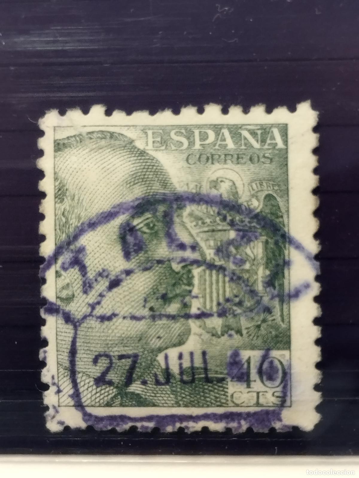 Timbres: SEV ESPA&Ntilde;A. EDIFIL 925. FECHADOR VIOLETA DE IZALZU. NAVARRA. LUJO Y RARO