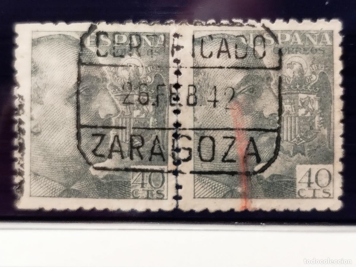 Timbres: SEV ESPA&Ntilde;A. EDIFIL 925. EN PAREJA. FECHADOR DE CERTIFICADO. ZARAGOZA. LUJO 26/02/1942