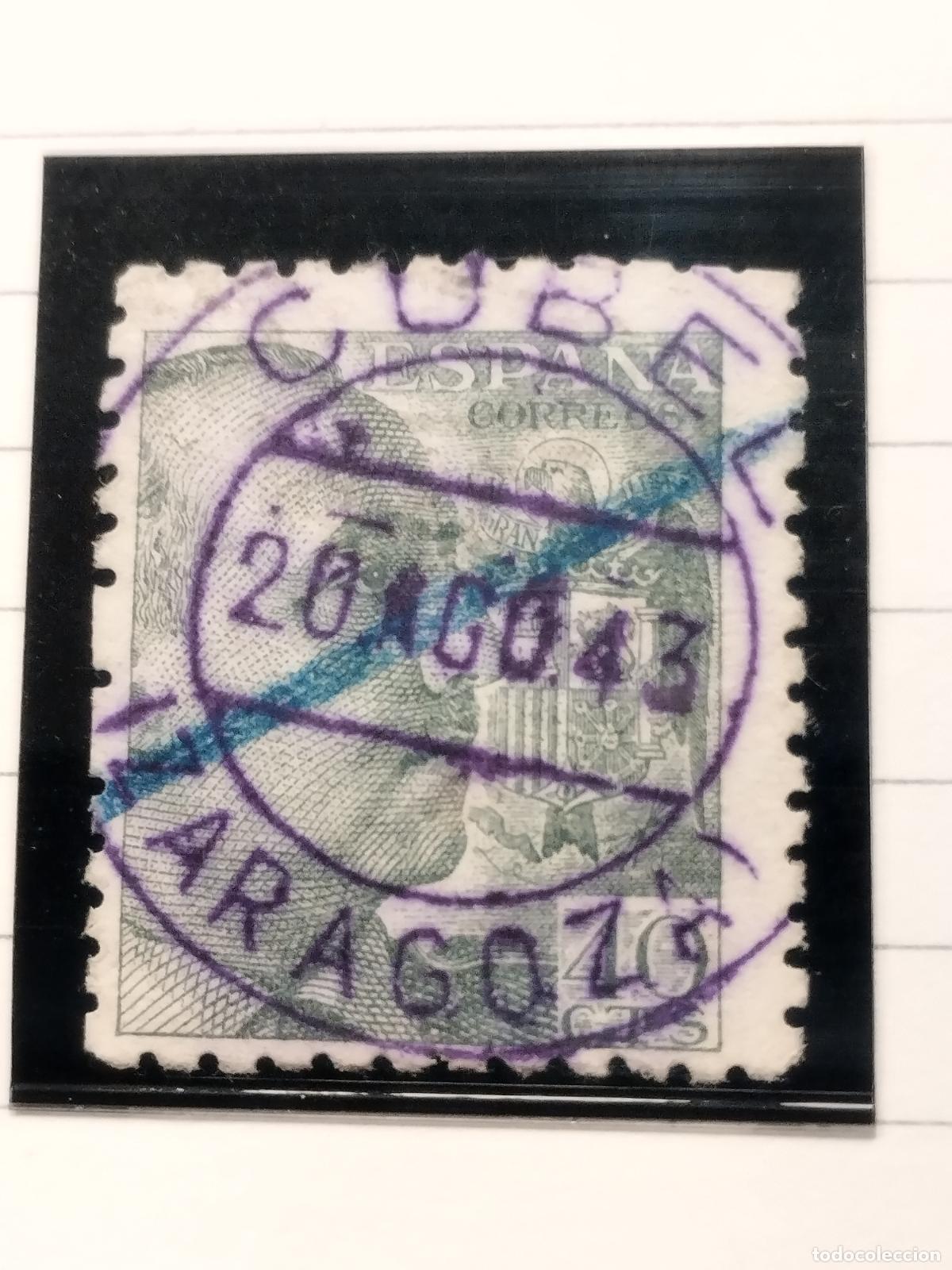 Francobolli: SEV ESPA&Ntilde;A. EDIFIL 925. FECHADOR VIOLETA DE CUBEL. ZARAGOZA. LUJO Y RARO.