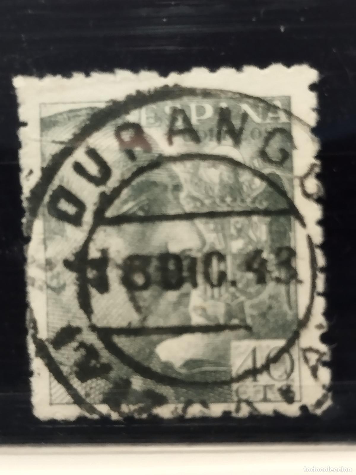 Francobolli: SEV ESPA&Ntilde;A. EDIFIL 925. FECHADOR DE DURANGO. VIZCAYA. LUJO. 18/12/1943