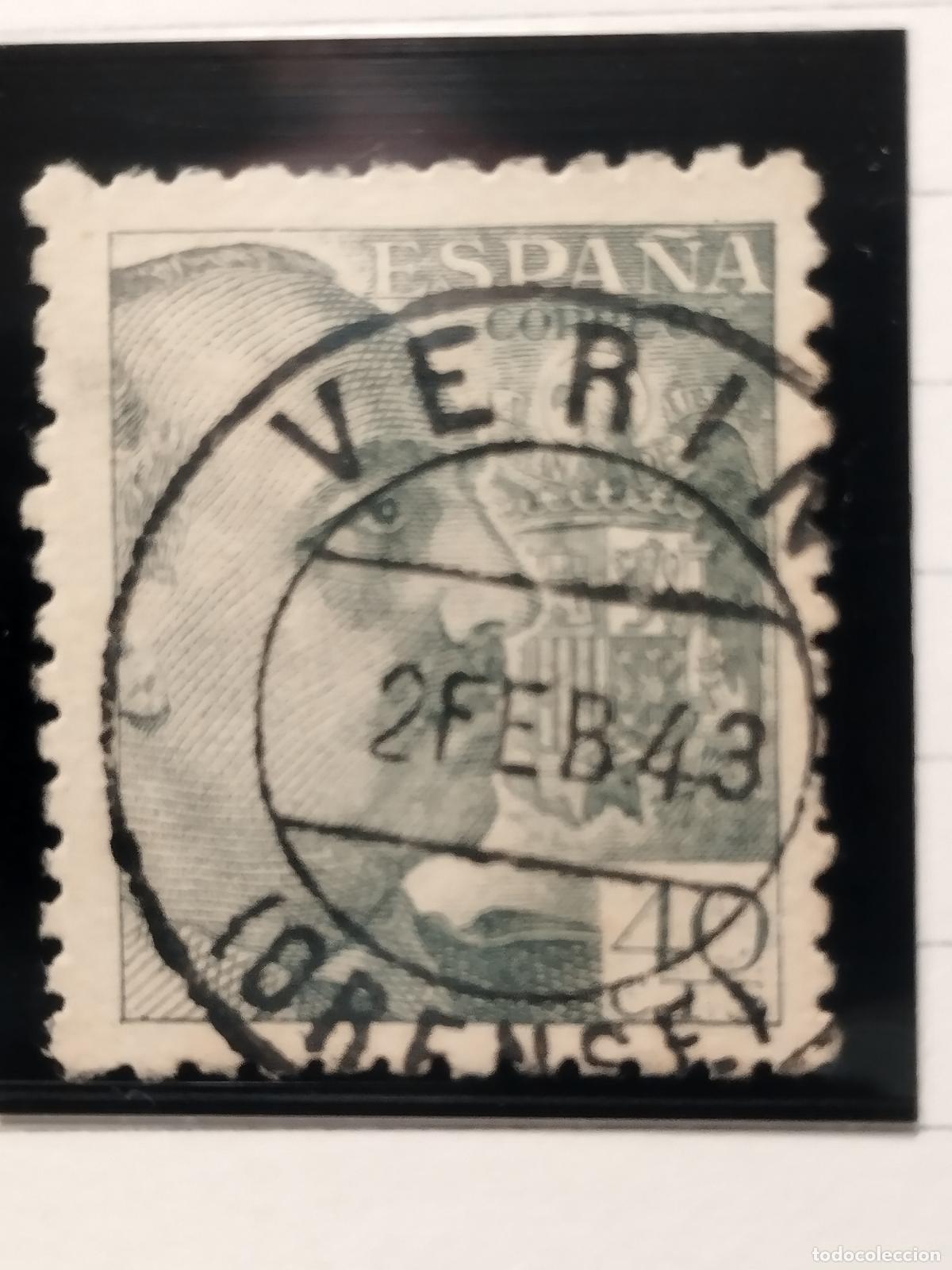 Briefmarken: SEV ESPA&Ntilde;A. EDIFIL 925. FECHADOR DE VERIN. ORENSE. LUJO. 02/02/1943