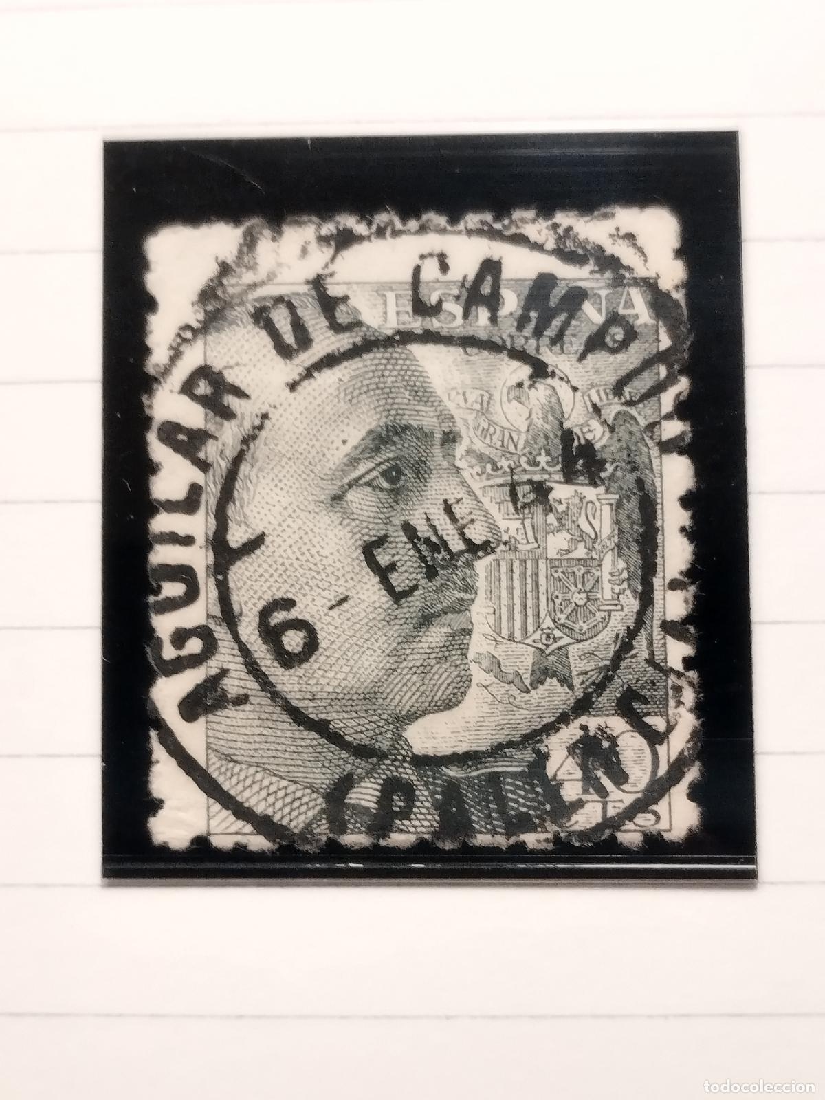 Selos: SEV ESPA&Ntilde;A. EDIFIL 925. FECHADOR DE AGUILAR DE CAMPOO. PALENCIA. BONITO. 06/01/1944