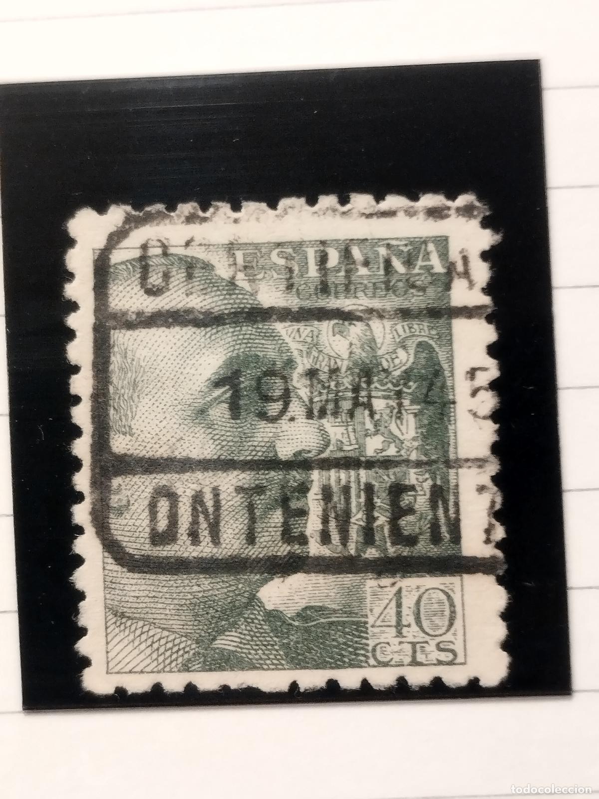 Sellos: SEV ESPA&Ntilde;A. EDIFIL 925. FECHADOR DE CERTIFICADO DE ONTENIENTE. VALENCIA. LUJO. 19/05/1945
