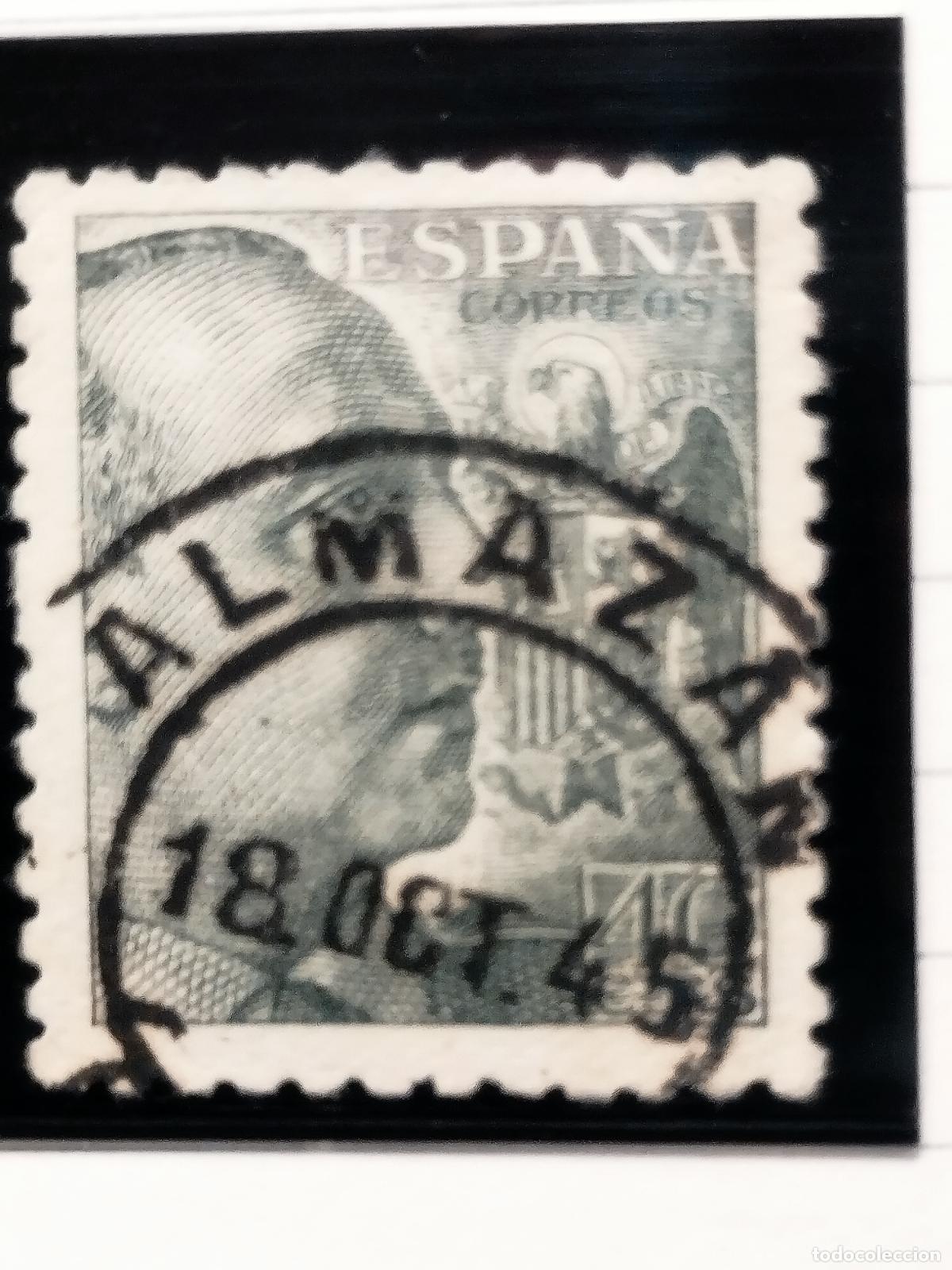 Sellos: SEV ESPA&Ntilde;A. EDIFIL 925. FECHADOR DE ALMAZAN. SORIA. LUJO. 18/10/1945.