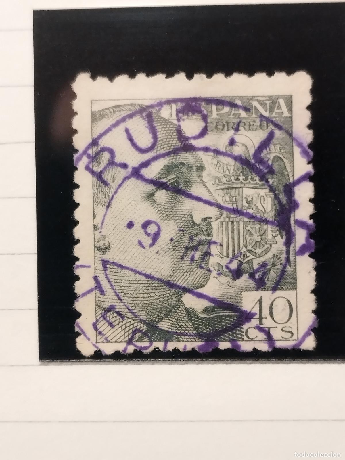 Sellos: SEV ESPA&Ntilde;A. EDIFIL 925. FECHADOR VIOLETA DE RUDILLA. TERUEL. RARISIMO Y LUJO. 09/01/1944