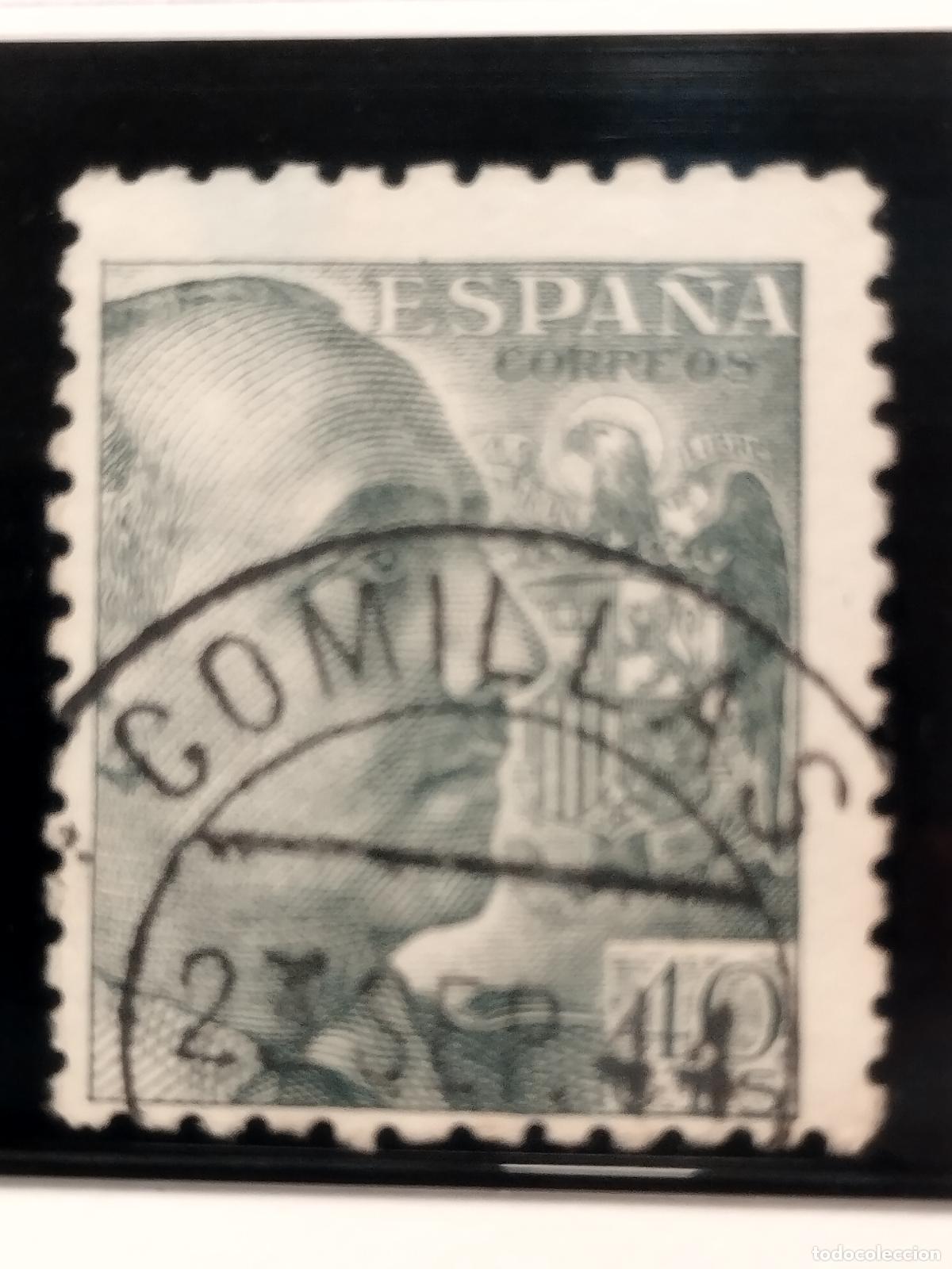 Sellos: SEV ESPA&Ntilde;A. EDIFIL 925. FECHADOR DE COMILLAS. SANTANDER. LUJO. 23/09/1944