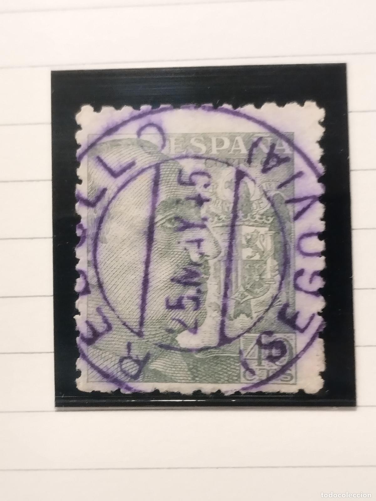 Sellos: SEV ESPA&Ntilde;A. EDIFIL 925. FECHADOR VIOLETA DE REBOLLO. SEGOVIA. LUJO Y RARO. 25/05/1945