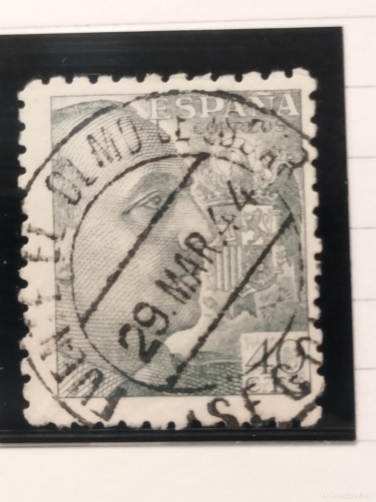 Sellos: SEV ESPA&Ntilde;A. EDIFIL 925. FECHADOR DE FUENTE EL OLMO DE ISCAR. SEGOVIA. BONITO Y RARISIMO. 29/03/1944