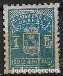 Sellos: Sello Municipal, ORENSE, 1 pta. azul (*)