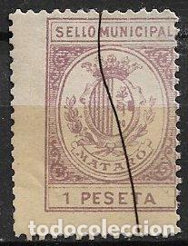 Sellos: Sello Municipal, MATAR&Oacute;, 1 pta. lila (o)