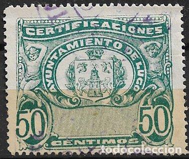 Sellos: Sello Municipal, LUGO, Certificaciones, 50 cts. verde (o)