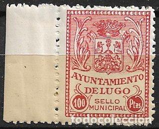 Sellos: Sello Municipal, LUGO, 100 ptas. carm&iacute;n * *