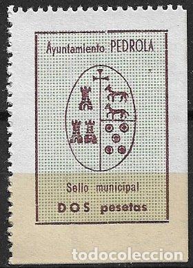 Sellos: Sello Municipal, PEDROLA, Zaragoza, 1 pta verde y negro * *