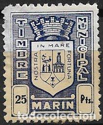 Sellos: Sello Municipal, LAL&Iacute;N, Pontevedra, 25 pts. azul * *