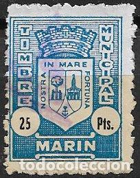 Sellos: Sello Municipal, LAL&Iacute;N, Pontevedra, 25 pts. azul claro (o)