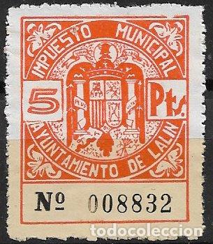 Sellos: Sello Municipal, LAL&Iacute;N, Pontevedra, 5 pts. naranja (*)