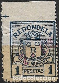 Sellos: Sello Municipal, REDONDELA, Pontevedra, 1 pta. azul * *