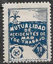 Sellos: Mutualidad de Accidentes de Mar y de Trabajo, 10 cts. azul (*)