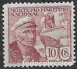 Sellos: Montep&iacute;o Mar&iacute;timo Nacional, 10 cts. carm&iacute;n * *