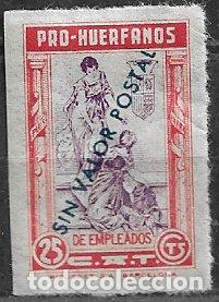 Sellos: Pro Hu&eacute;rfanos de Empleados de Tabacalera, 25 ptas. lila y rojo * * dentado de l&iacute;nea, leyenda SVP