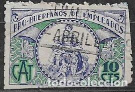 Sellos: Pro Hu&eacute;rfanos de Empleados de Tabacalera, 10 cts. azul y verde (o)