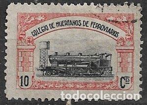 Sellos: Colegio de Hu&eacute;rfanos de Ferroviarios, 10 cts. negro y rojo (o) dentado 11 1/2