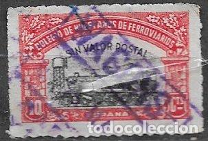 Sellos: Colegio de Hu&eacute;rfanos de Ferroviarios, 10 cts. rojo y negro (o) dentado de l&iacute;nea