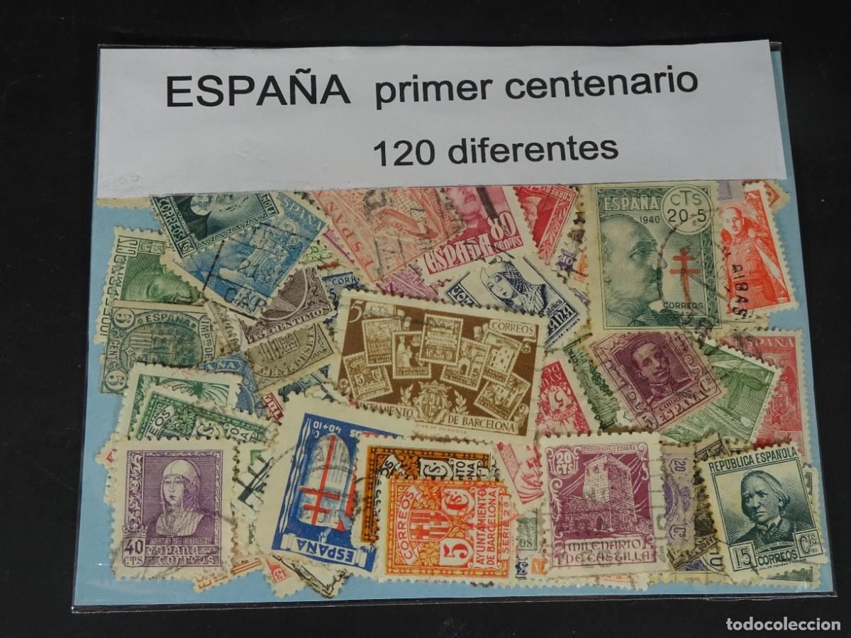 Sellos: LOTE DE SELLOS ESPA&Ntilde;A, PRIMER CENTENARIO, 120 DIFERENTES , VER FOTOS