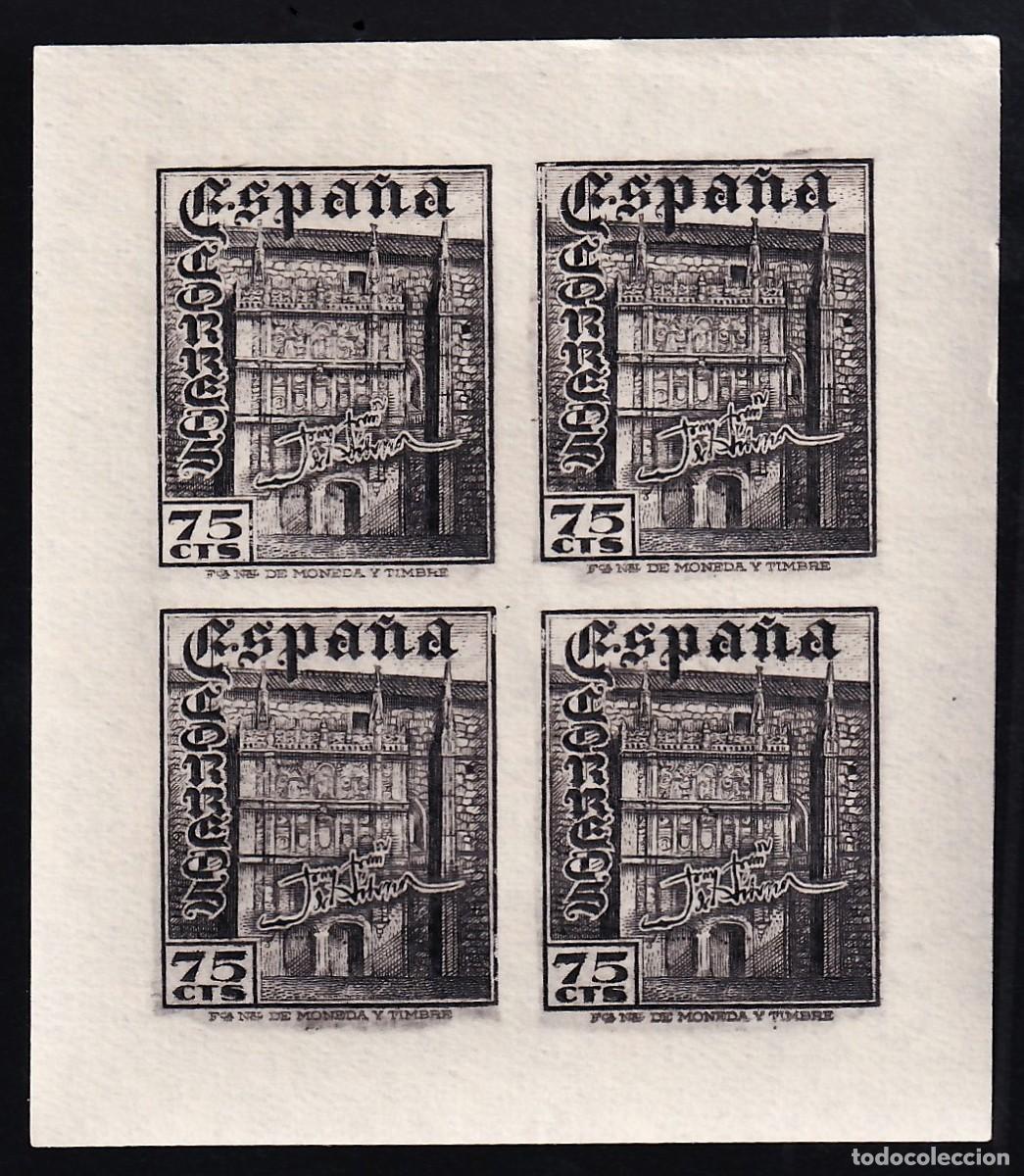 Selos: ESPA&Ntilde;A, 1946 EDIFIL N&ordm; 1003FN /**/, 75 c. negro, [Bloque SIN DENTAR]