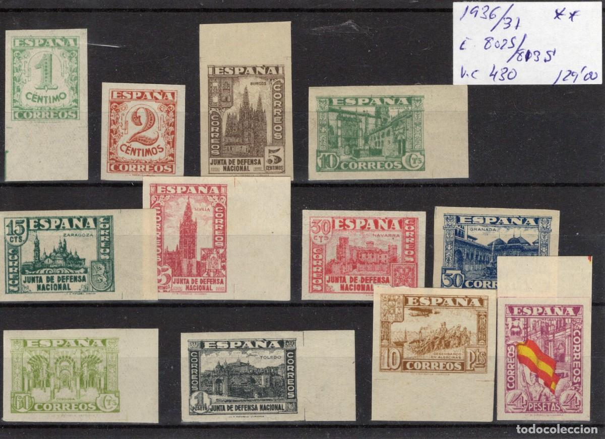 Stamps: PC1024 Sellos Espa&ntilde;a a&ntilde;o 1936/37 EDIFIL 802s/813s** sellos originales en NUEVO v.c 430 &euro;