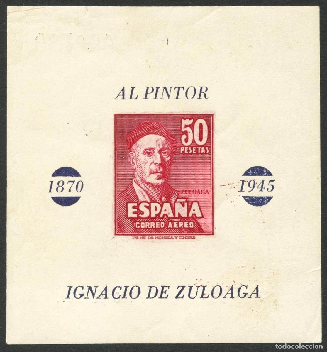 Francobolli: SELLO, VI&Ntilde;ETA CONMEMORATIVA, HOJA BLOQUE, IGNACIO DE ZULOAGA, 1945
