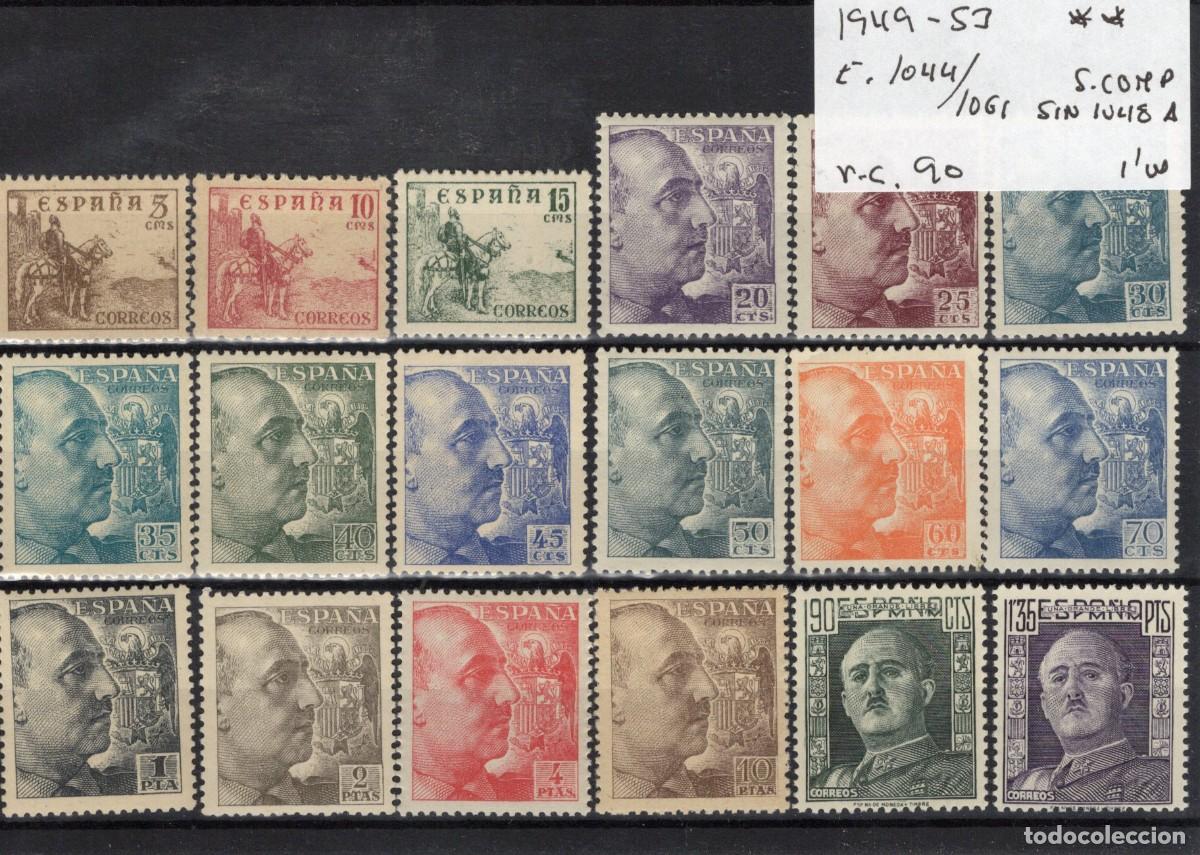Briefmarken: PC1062 Sellos Espa&ntilde;a a&ntilde;o 1949 EDIFIL 1044/1061** sin 1048A en NUEVO SERIE COMPLETA v.c. 90 &euro;