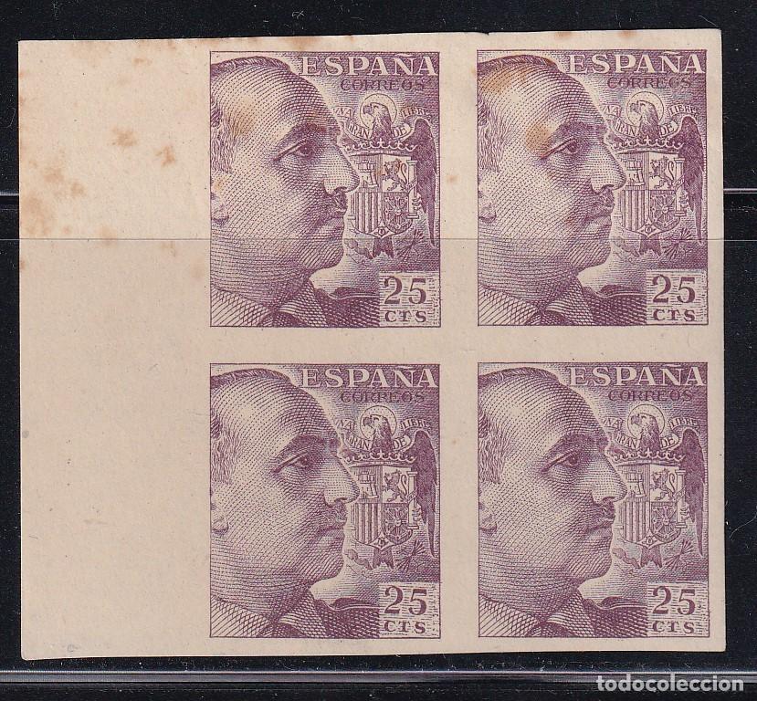 Briefmarken: N&ordm; 923 BLOQUE DE 4 SELLOS SIN DENTAR DE 25 CENTIMOS DEL GENERAL FRANCO *