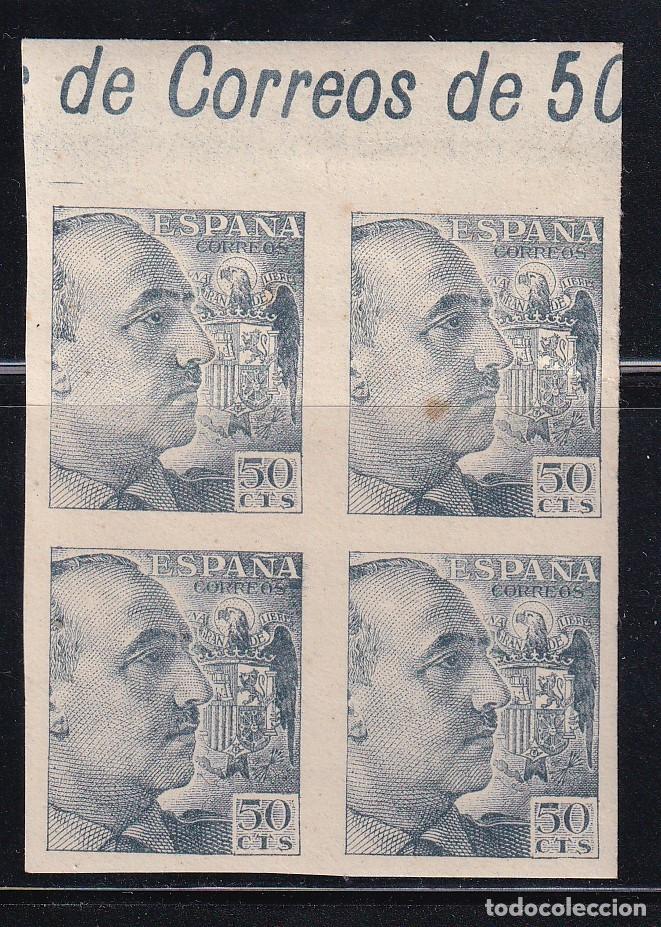 Briefmarken: N&ordm; 927 BLOQUE DE 4 SELLOS SIN DENTAR DE 50 CENTIMOS DEL GENERAL FRANCO *