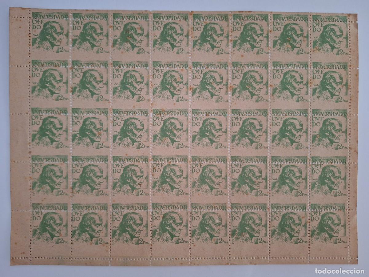 Briefmarken: ANTIGUA LAMINA 40 SELLOS 2 PESETAS UNIVERSIDAD DE OVIEDO ASTURIAS SIN VALOR DE FRANQUEO RV