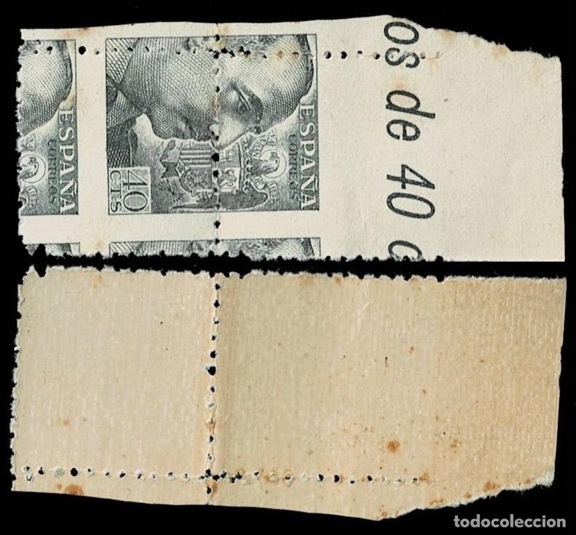 Sellos: 0175 FRANCO Edifil n&ordm; 925 Valor 40 cts PAREJA VERTICAL Variedad PARCIALMENTE DENTADO y SIN DENTAR Ve