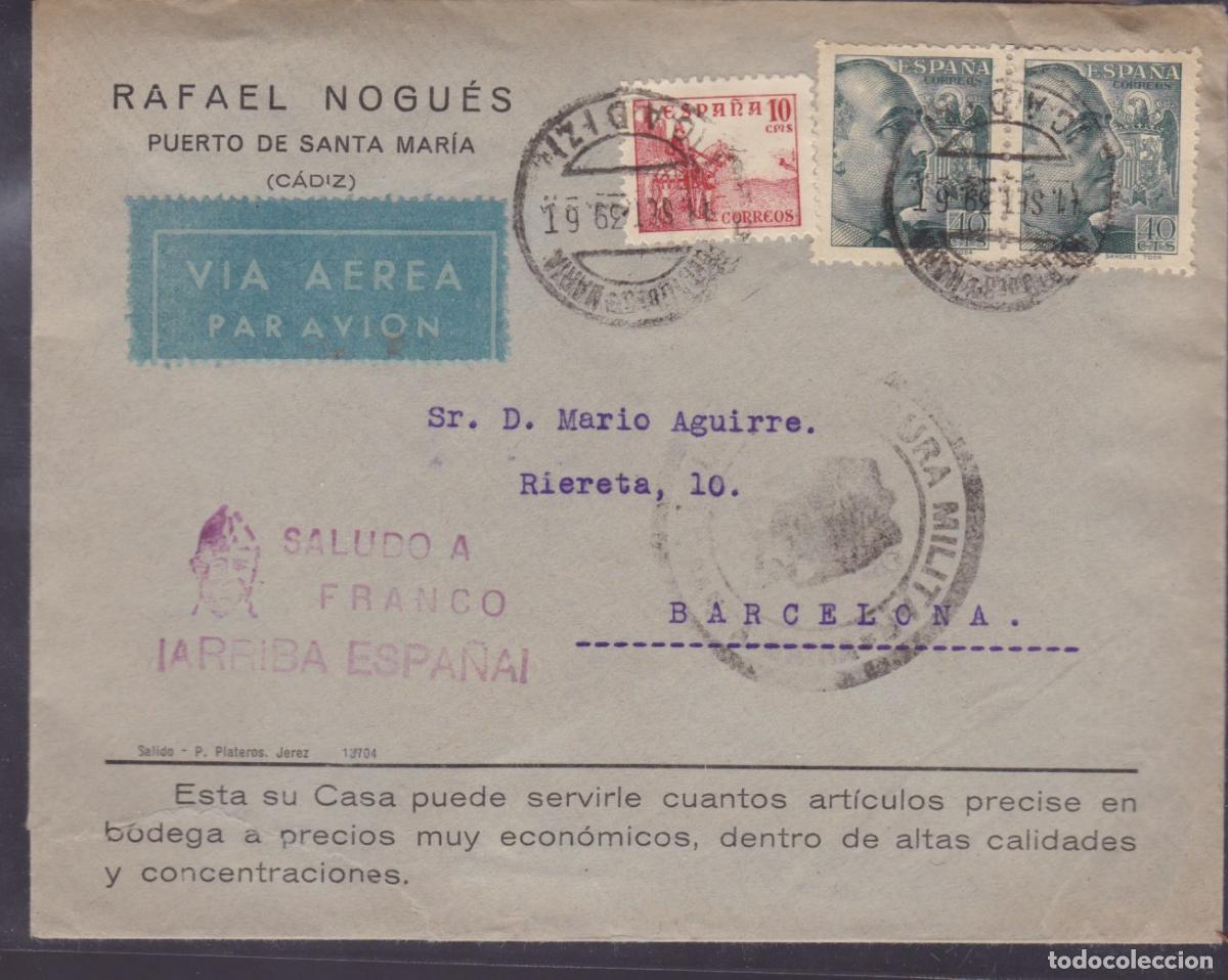 Sellos: F27-2- Carta Correo A&eacute;reo PUERTO SANTA MARIA (C&aacute;diz) 1939 Censura