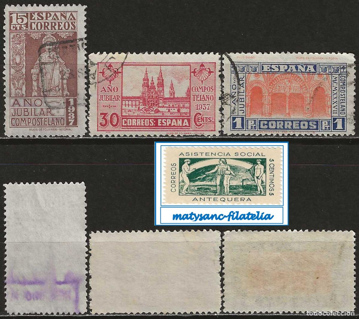 Francobolli: ESPA&Ntilde;A 1937. EDIFIL 833/835. SERIE COMPLETA &rdquo;A&Ntilde;O JUBILAR COMPOSTELANO&rdquo;. USADA. L1.