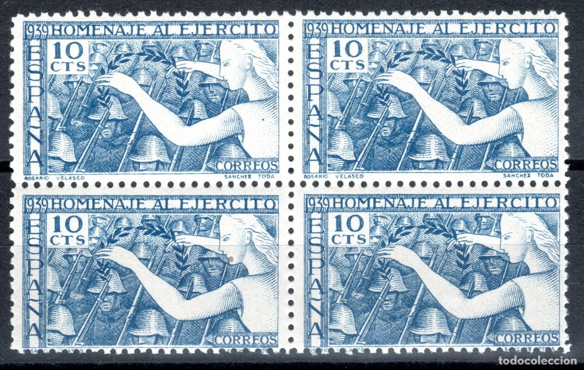 Sellos: EDIFIL 887 HOMENAJE AL EJ&Eacute;RCITO 1939 (BLOQUE DE 4). MNH **