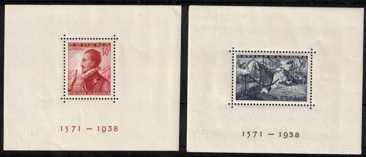 Sellos: ESPA&Ntilde;A BATALLA DE LEPANTO ** 862/863 HOJAS BLOQUE - A&Ntilde;O 1938 - MNH - LUJO