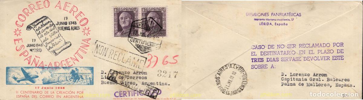 Sellos: 715733 MNH ESPA&Ntilde;A 1948 II CENTENARIO DE L CREACION POR ESPA&Ntilde;A DEL CORREOEN ARGENTINA