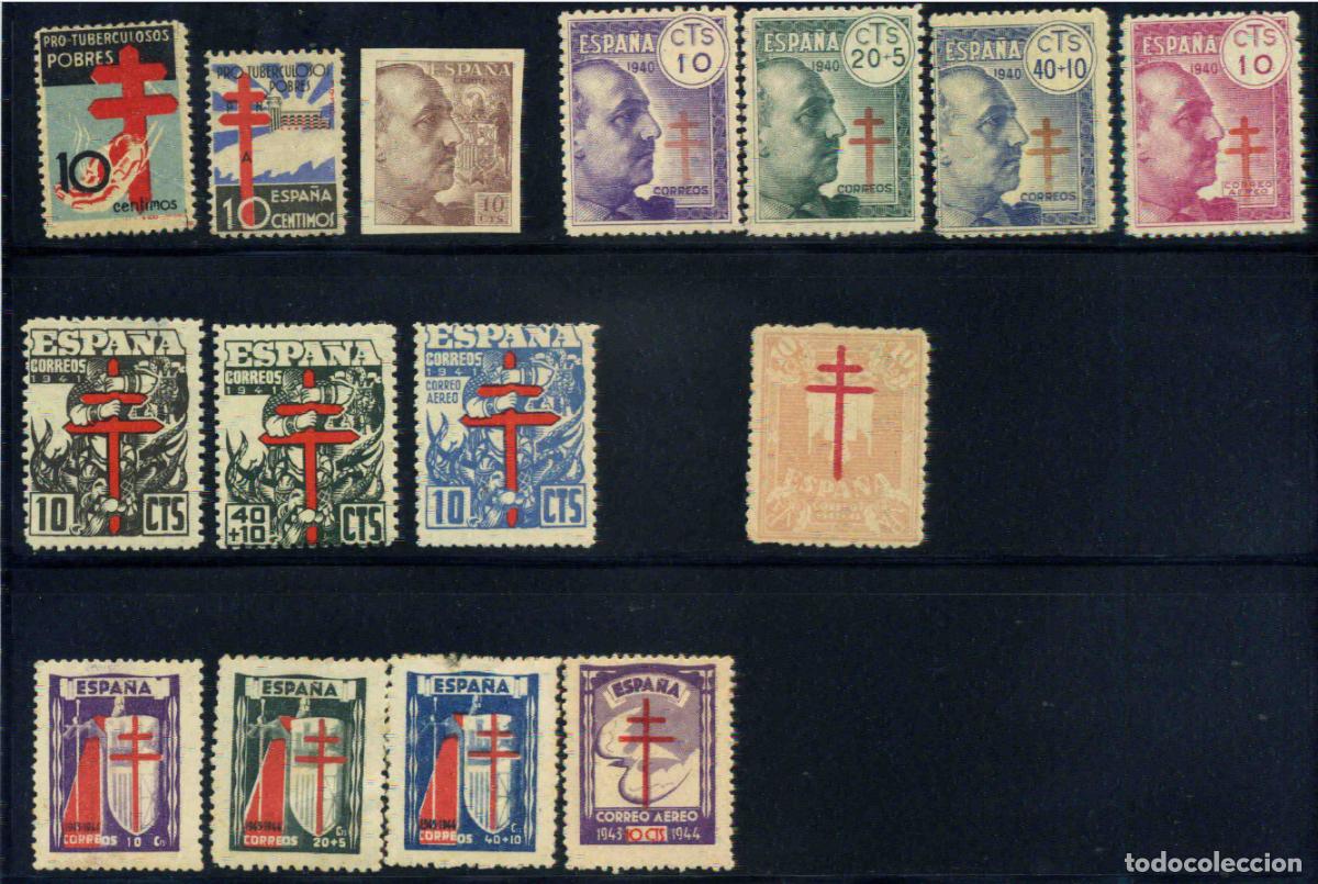 Sellos: Espa&ntilde;a - 1937-1943 - Lote de series de sellos pro tuberculosos