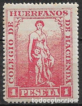 Sellos: VI&Ntilde;ETAS. Colegio de Hu&eacute;rfanos de Hacienda, 1 pta. rojo * *