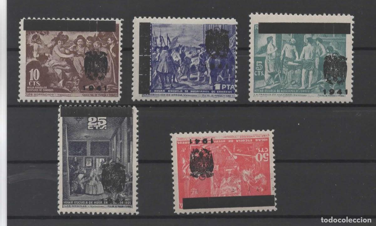 Sellos: ESPA&Ntilde;A COLEGIO HUERFANOS DE CORREOS SOBRECARGA 1941 VELAZQUEZ ARTE PINTURA