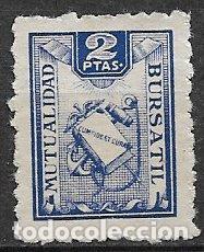 Sellos: VI&Ntilde;ETAS. Mutualidad Burs&aacute;til, 2 ptas. azul (*)