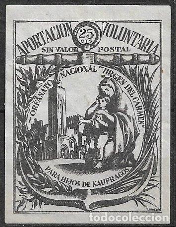 Sellos: VI&Ntilde;ETAS. Orfanato Nacional Virgen del Carmen, para hijos de naufragos, 25 cts. negro (*)